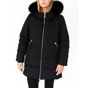 Derek Lam 10 Crosby Black Down Puffer Coat Fox Fur Hood
